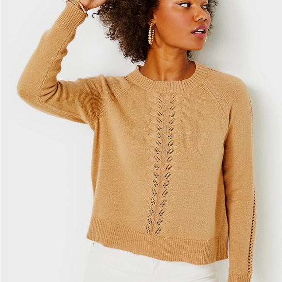 Lilly Pulitzer Sweaters - Lilly Pulitzer Camel Crew Neck Cotton blend feminine Sweater Size Small